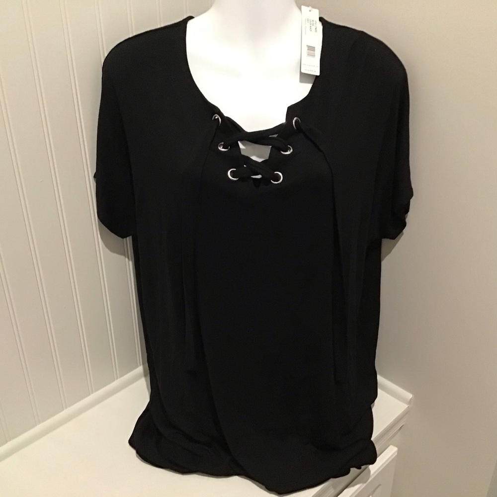 Dress Small, Black Lace up neck. NWT August Silk